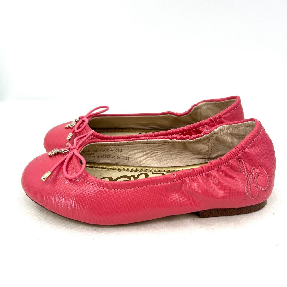 Sam Edelman Felicia Kids Girls Pink Ballet Flats US 11 EUR 28 Bow Charm Shoes